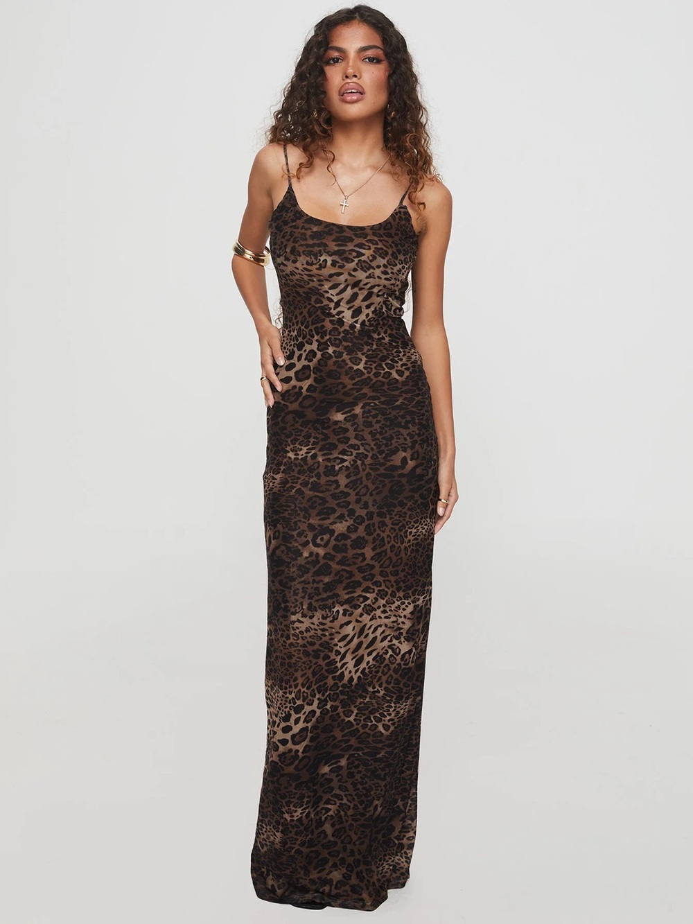 Princess Polly Leopard Print Slip Maxi Dress